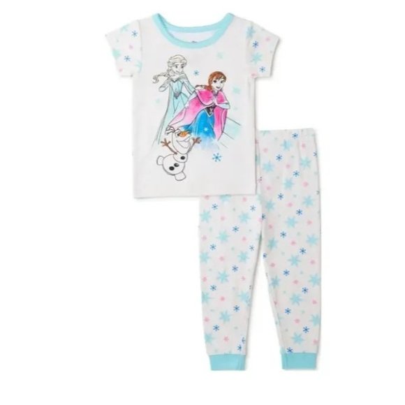 New Disney Frozen Size 18M Toddler Girl 2 Piece Pajama Set‎ Anna Elsa Sleepwear - Picture 2 of 10